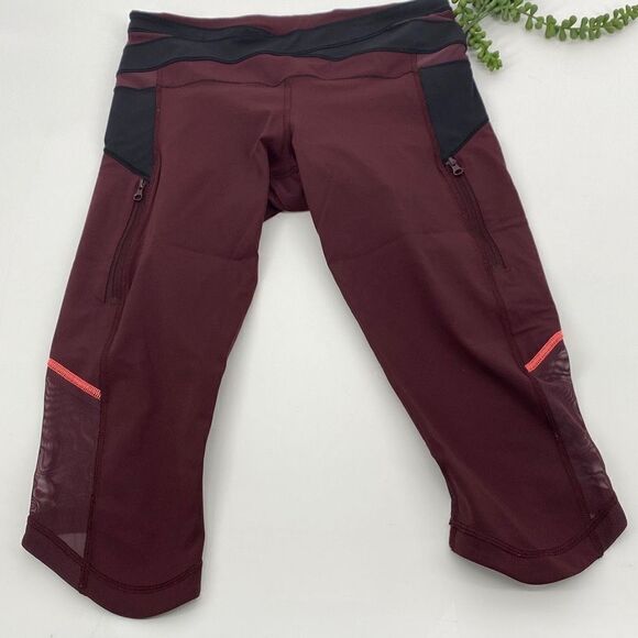 Lululemon Kris Cross Crop Legging Full-On Luxtreme Bordeaux Drama Black Size 6 - Picture 1 of 12